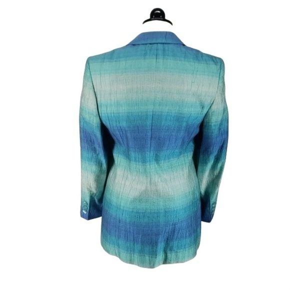 Horst Basler Multicolored‎ Blue Stripe size 38 size 8 Blazer button up jacket - Picture 2 of 8